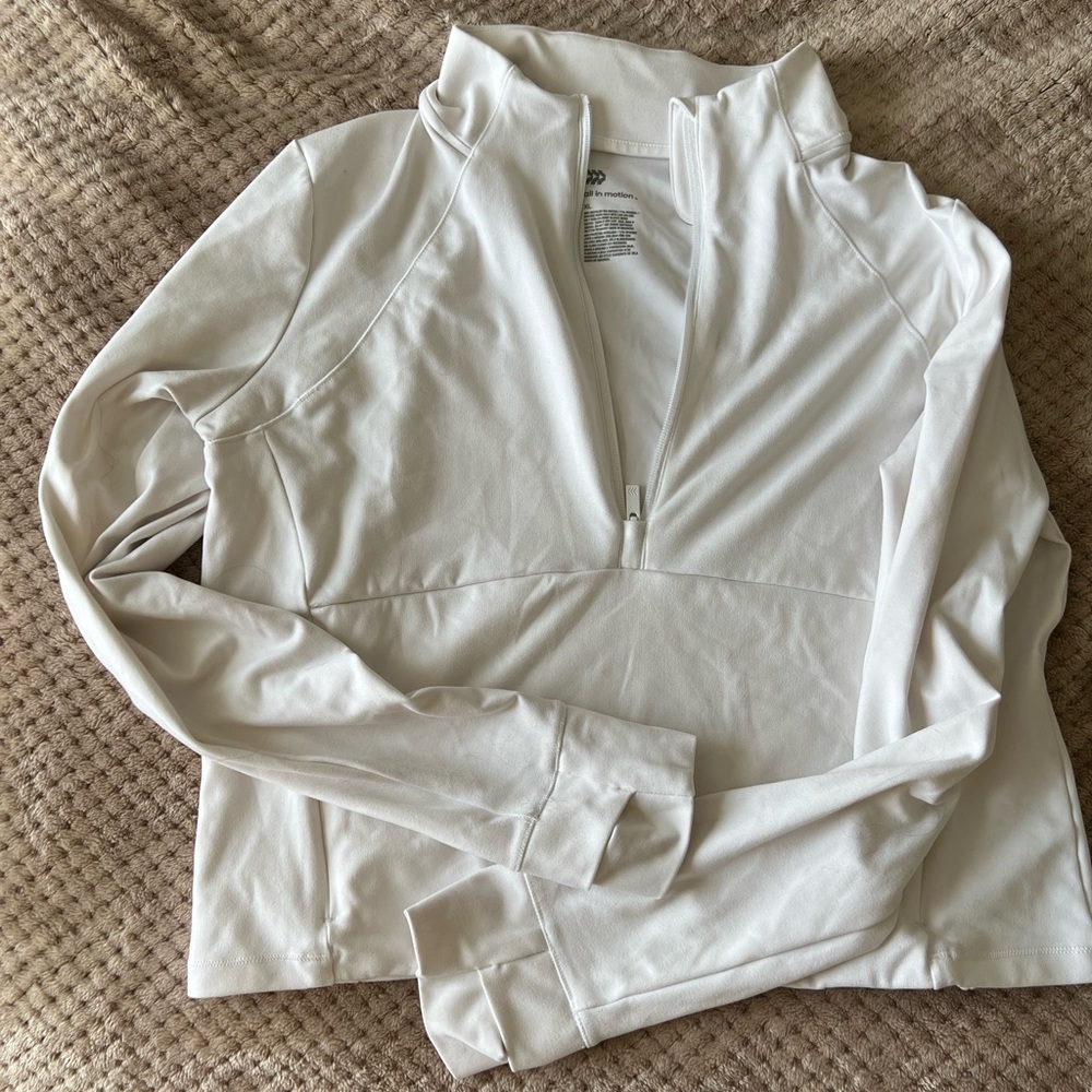 Target All in Motion White Quarter Zip Athletic Top